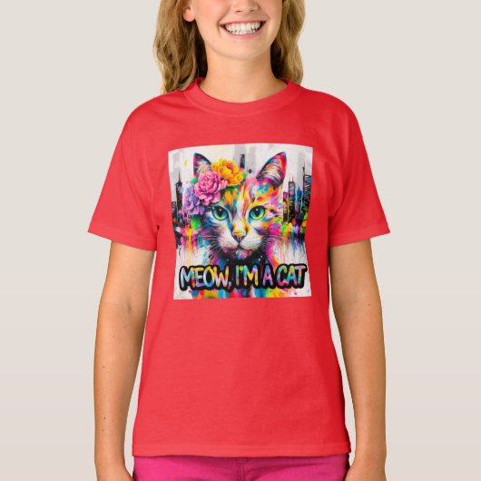 Katze bunt  tシャツ (正面)