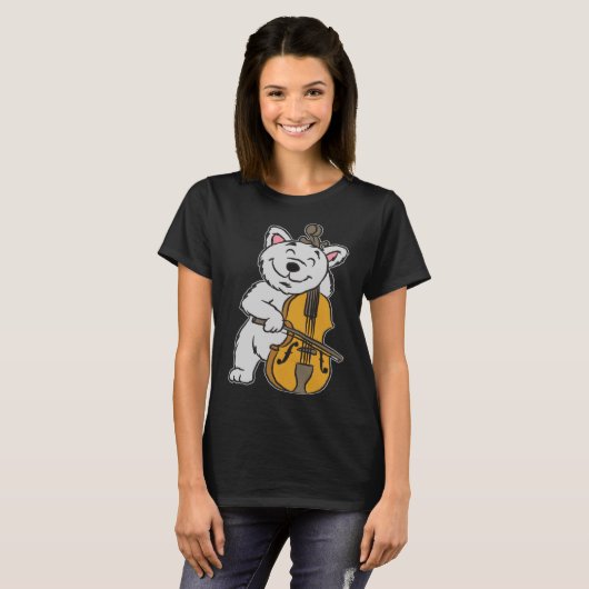 Katze Cello Musiklehrerin Tシャツ (正面フル)
