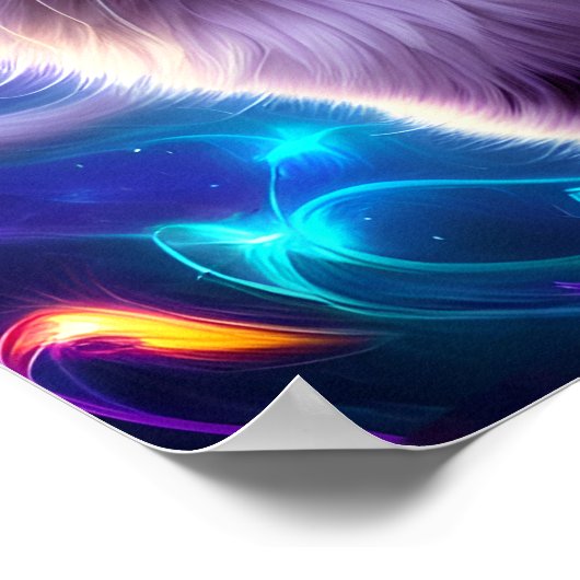 Katze , Hintergrund in dezentem Neon Farben ポスター (角)