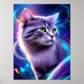Katze , Hintergrund in dezentem Neon Farben ポスター (正面)