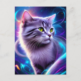 Katze , Hintergrund in dezentem Neon Farben  ポストカード