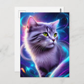 Katze , Hintergrund in dezentem Neon Farben  ポストカード (正面/裏面)