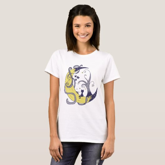 Katze im Mondshirt Tシャツ (正面フル)