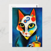 Katze im Stile der Klassischen Modernen Kunst. ポストカード (正面/裏面)