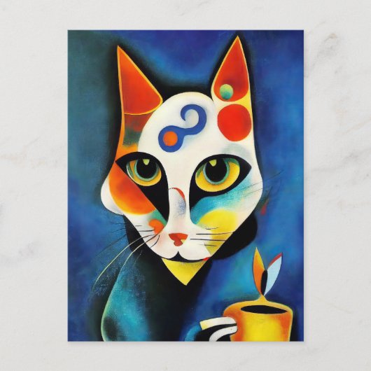 Katze im Stile der Klassischen Modernen Kunst. ポストカード (正面)