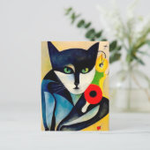 Katze im Stile der Klassischen Modernen Kunst. ポストカード (スタンド正面)