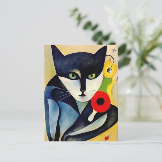 Katze im Stile der Klassischen Modernen Kunst. ポストカード (スタンド正面)