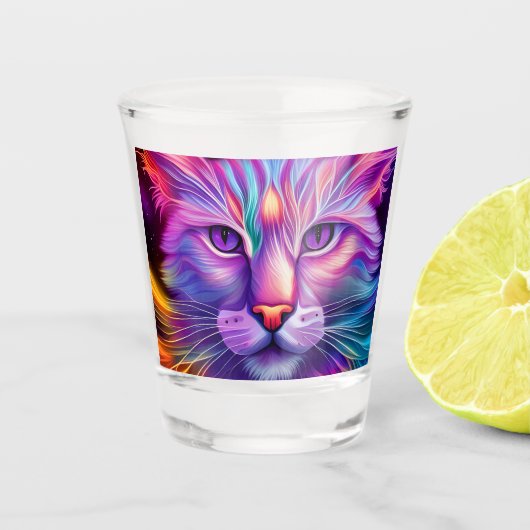 Katze in Neonfarben ショットグラス (正面)