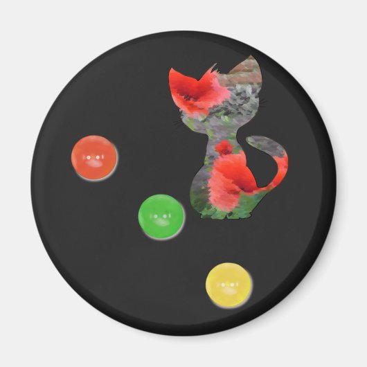 Katze in schwarz-bunt マグネット (正面)