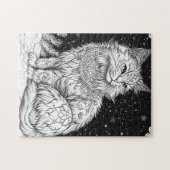 Katze Mandala unter magischem Sternenhimmel ジグソーパズル (横)