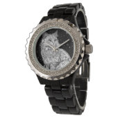 Katze mit Mandala Damen-Armbanduhr 腕時計 (アングル)