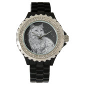 Katze mit Mandala Damen-Armbanduhr 腕時計 (正面)