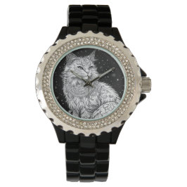 Katze mit Mandala Damen-Armbanduhr 腕時計