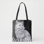 Katze mit Mandala unter magischem Sternenhimmel トートバッグ (正面)