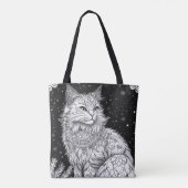 Katze mit Mandala unter magischem Sternenhimmel トートバッグ (裏面)