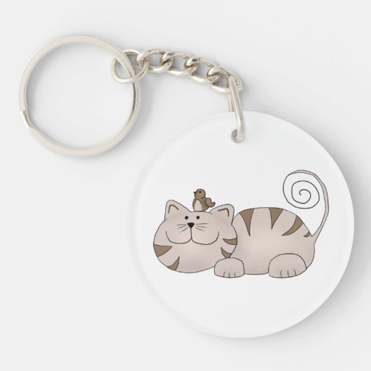 Katze mit Vogel キーホルダー (正面)