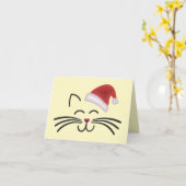 Katze Nikolaus Mütze Cat Santa Hat カード (黄色い花)