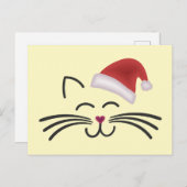 Katze Nikolaus Mütze Cat Santa Hat ポストカード (正面/裏面)