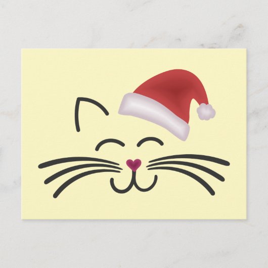 Katze Nikolaus Mütze Cat Santa Hat ポストカード (正面)