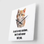 Katze, Spruch über der Charakter der Katzen スクエア壁時計 (傾斜)