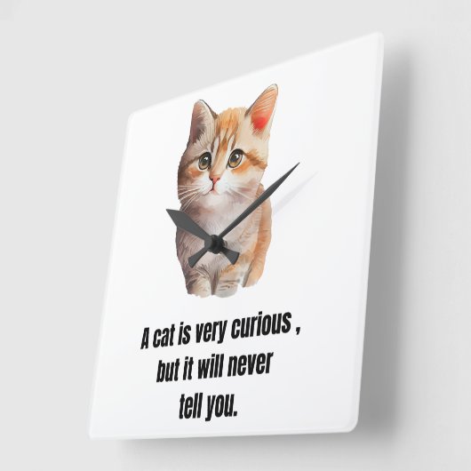 Katze, Spruch über der Charakter der Katzen スクエア壁時計 (傾斜)