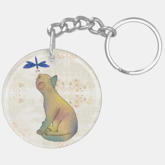 Katze und blaue Libelle キーホルダー (裏面左)