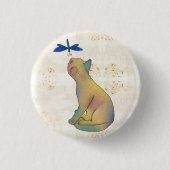 Katze und blaue Libelle 缶バッジ (正面)