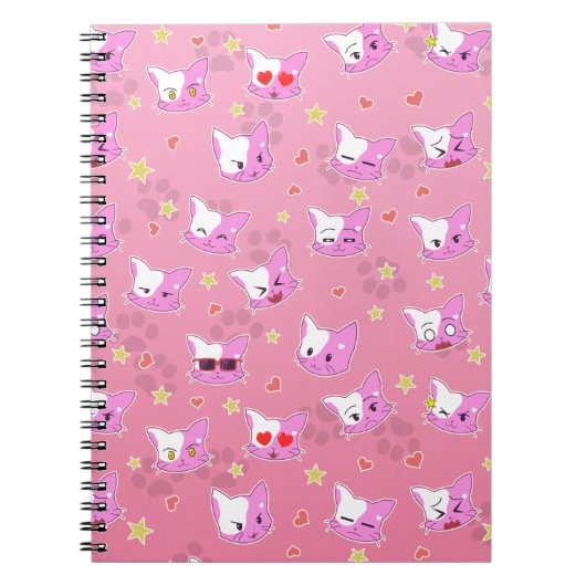 Katzen - Kätzchen - Comickatzen Muster Design  ノートブック (正面)