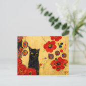 Katzen Porträt im Jugendstil. Gemalt auf Gold. ポストカード (スタンド正面)