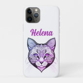 Katzenkopf Farbverlauf blau-lila Case-Mate iPhoneケース (裏)