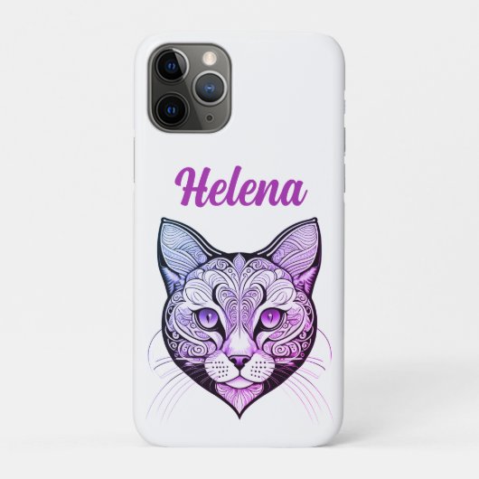 Katzenkopf Farbverlauf blau-lila Case-Mate iPhoneケース (裏)