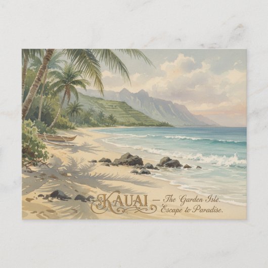 Kauai  Beach Romantic Painting ポストカード (正面)