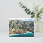 Kauai Coastline Aerial Na Pali Mountains Blank ポストカード (スタンド正面)