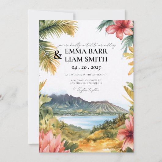 Kauai HAWAII Beach Tropical Wedding Invitation 招待状 (正面)