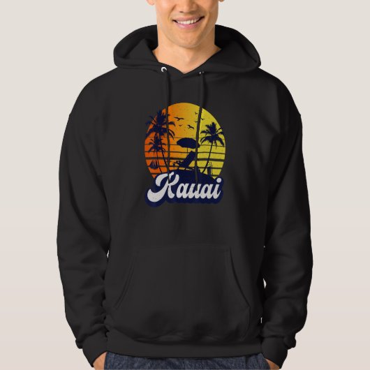 Kauai Hawaii Hawaiian Sunset Beach Retro パーカ (正面)