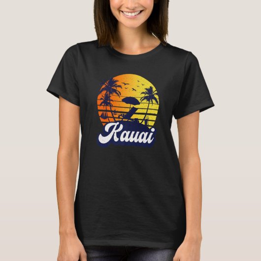Kauai Hawaii Hawaiian Sunset Beach Retro Premium Tシャツ (正面)