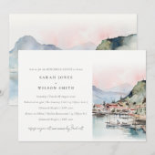 Kauai Hawaii Watercolor Landscape Rehearsal Dinner 招待状 (正面/裏面)