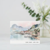 Kauai Hawaii Watercolor Landscape Travel ポストカード (スタンド正面)