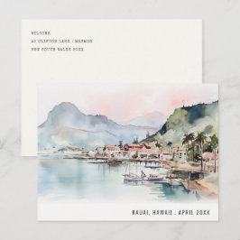 Kauai Hawaii Watercolor Landscape Travel ポストカード