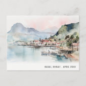 Kauai Hawaii Watercolor Landscape Travel ポストカード (正面)
