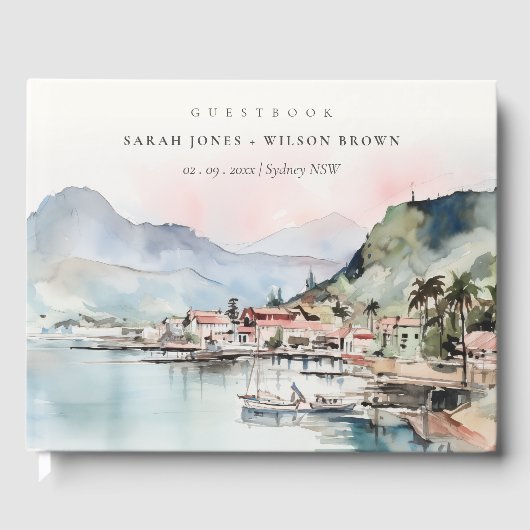 Kauai Hawaii Watercolor Landscape Wedding ゲストブック (正面)