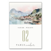 Kauai Hawaii Watercolor Landscape Wedding テーブルナンバー (裏面)