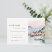 Kauai Hawaii Watercolor Landscape Wedding 出欠カード (スタンド正面)