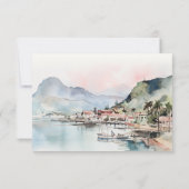 Kauai Hawaii Watercolor Landscape Wedding 出欠カード (裏面)