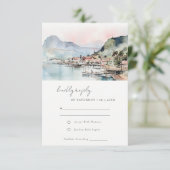 Kauai Hawaii Watercolor Landscape Wedding 出欠カード (スタンド正面)