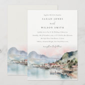Kauai Hawaii Watercolor Landscape Wedding 招待状 (正面/裏面)