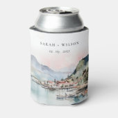 Kauai Hawaii Watercolor Landscape Wedding 缶クーラー (缶裏面)