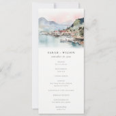Kauai Hawaii Watercolor Landscape Wedding Program 招待状 (正面)