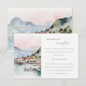 Kauai Hawaii Watercolor Scape Wedding Reception エンクロージャーカード (正面/裏面)