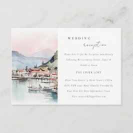 Kauai Hawaii Watercolor Scape Wedding Reception エンクロージャーカード